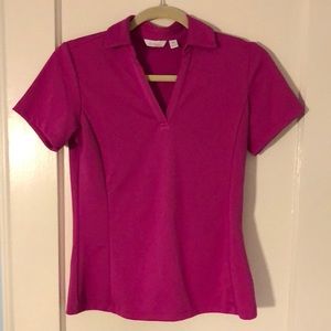 Bright pink Lady Hagen golf polo